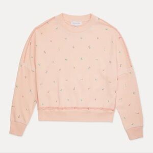 Something Navy Dollie Floral Embroidered Sweatshirt, Size Small